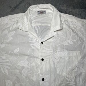 VTG Hawaiian Men's Button Up Shirt White Floral Pacific Legend Apparel Men's L